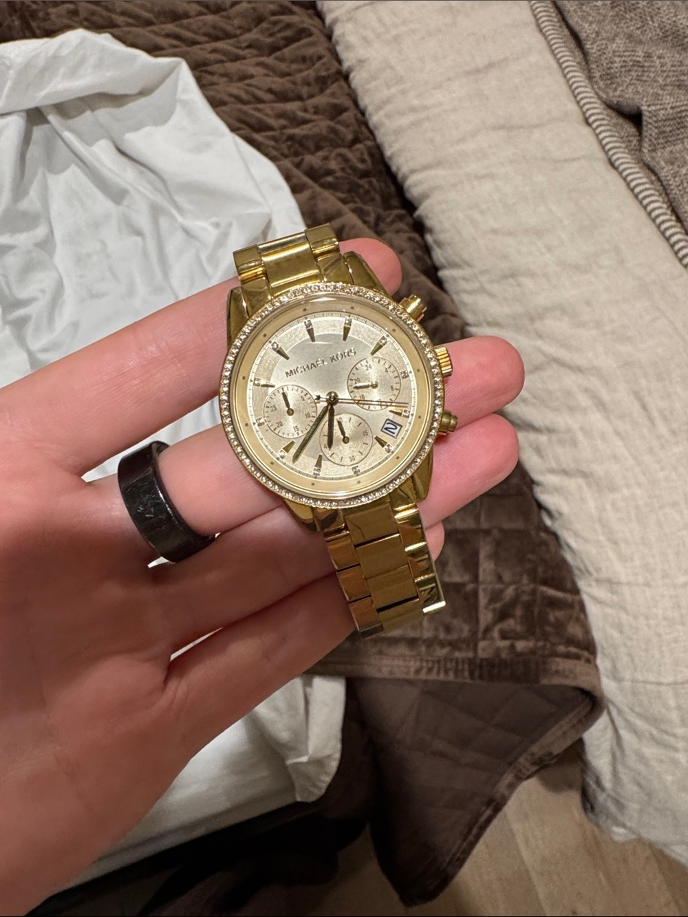 Michael Kors Gold Watch with Crystal Bezel